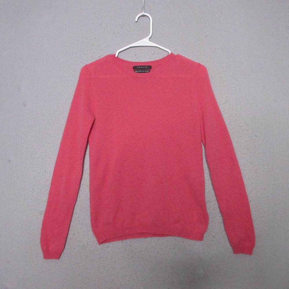 Tahari Pure Luxe Sweater Small Pink Cashmere Soft Timeless Academia‎ Preppy Cozy